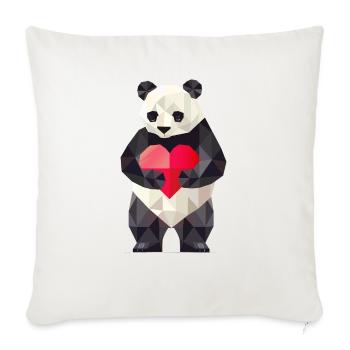Panda with heart - a symbol of love and harmony - Throw Pillow Cover 17.5” x 17.5” - natural white - Front