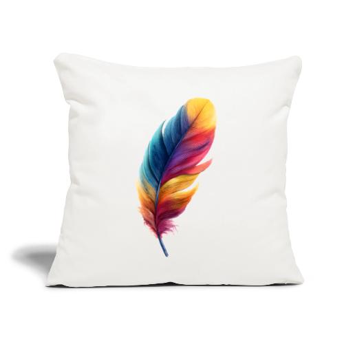 Rainbow Flight Feather - Throw Pillow Cover 17.5” x 17.5”