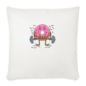 Weightlifting Donuts - Throw Pillow Cover 17.5” x 17.5” - natural white - Front