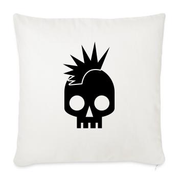 cool skull shape skulls emo with mowhawk - Throw Pillow Cover 17.5” x 17.5” - natural white - Front