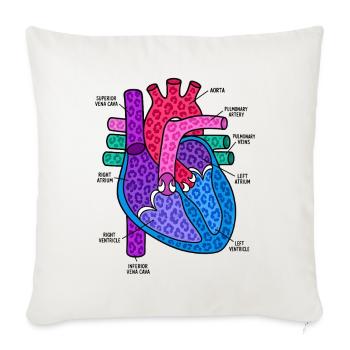 Leopard Print Heart Chart - Throw Pillow Cover 17.5” x 17.5” - natural white - Front