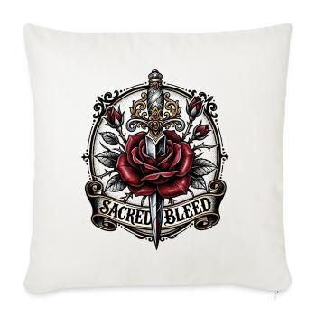 Sacred Bleed Dagger Rose Tattoo - Throw Pillow Cover 17.5” x 17.5” - natural white - Front