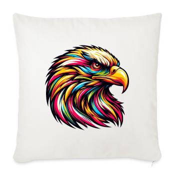 Vibrant Eagle Head Illustration - Throw Pillow Cover 17.5” x 17.5” - natural white - Front