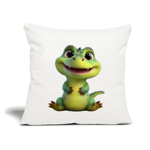 Playful Cartoon Baby Alligator - Throw Pillow Cover 17.5” x 17.5”