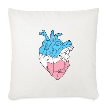 Trans Heart - Throw Pillow Cover 17.5” x 17.5” - natural white - Front