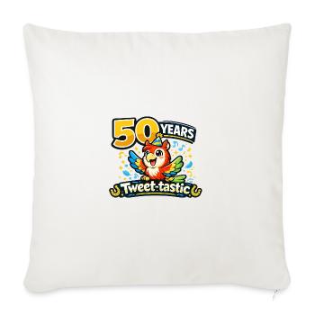 Tweet-tastic 50th Anniversary Parrot - Throw Pillow Cover 17.5” x 17.5” - natural white - Front