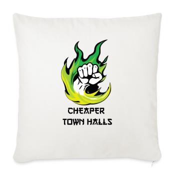 Cheaper Town Halls – Fist Flame Power Graphic - Throw Pillow Cover 17.5” x 17.5” - natural white - Front
