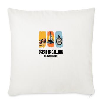 The Ocean Is Calling – Nautical Sea Life Design - Throw Pillow Cover 17.5” x 17.5” - natural white - Front