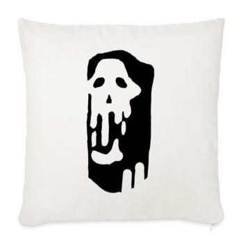 Melting Skull Glyph - Throw Pillow Cover 17.5” x 17.5” - natural white - Front