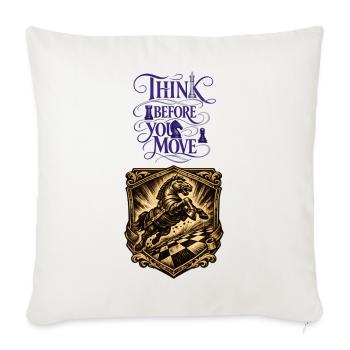 Think Before You Move Chess Knight - Throw Pillow Cover 17.5” x 17.5” - natural white - Front