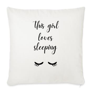 Sleepy Girl Shirt| Sleepy Eye | Cute Sleepy Design - Throw Pillow Cover 17.5” x 17.5” - natural white - Front