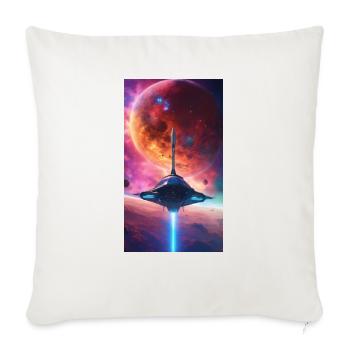 Futuristic Space Yacht in Nebula" - Throw Pillow Cover 17.5” x 17.5” - natural white - Front