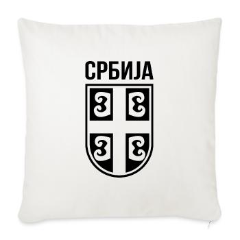 Coat of arms Cyrillic Serbia Yugoslavia - Throw Pillow Cover 17.5” x 17.5” - natural white - Front