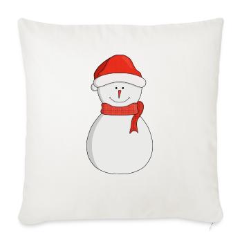 Adorable Snowman - Throw Pillow Cover 17.5” x 17.5” - natural white - Front