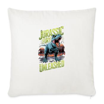 "Jurassic Fury Unleashed | Fierce Dinosaur T-Shirt - Throw Pillow Cover 17.5” x 17.5” - natural white - Front