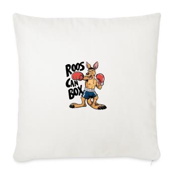 Roos Can Box Kangaroo Boxing Fun for Kangaroo - Throw Pillow Cover 17.5” x 17.5” - natural white - Front
