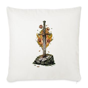 Flamebound Blade and Roses - Throw Pillow Cover 17.5” x 17.5” - natural white - Front