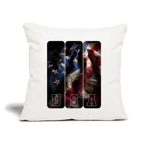 USA: Worn Stars and Stripes - Throw Pillow Cover 17.5” x 17.5”