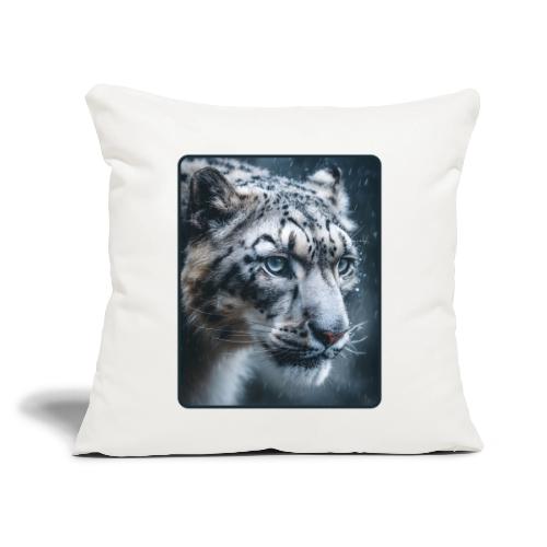 Snow Leopard Blue Eyes Design - Throw Pillow Cover 17.5” x 17.5”