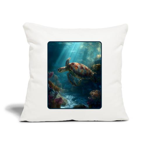 Sea Turtle Coral Reef Design - Throw Pillow Cover 17.5” x 17.5”