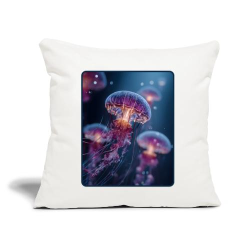 Glowing Jellyfish Deep Sea Design - Throw Pillow Cover 17.5” x 17.5”