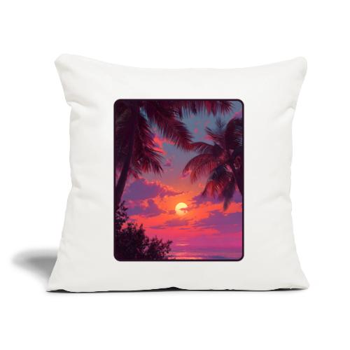Tropical Sunset Palm Silhouette Design - Throw Pillow Cover 17.5” x 17.5”