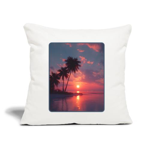 Tropical Sunset Ocean Reflection Design - Throw Pillow Cover 17.5” x 17.5”