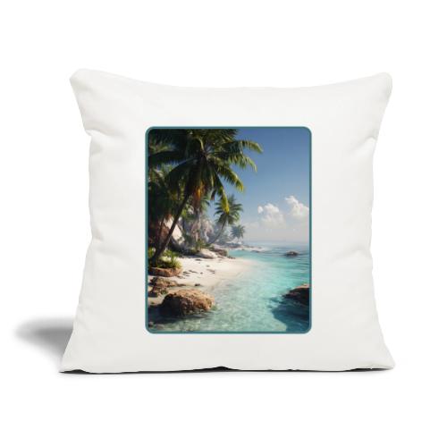 Tropical Beach Paradise Palm Design - Throw Pillow Cover 17.5” x 17.5”