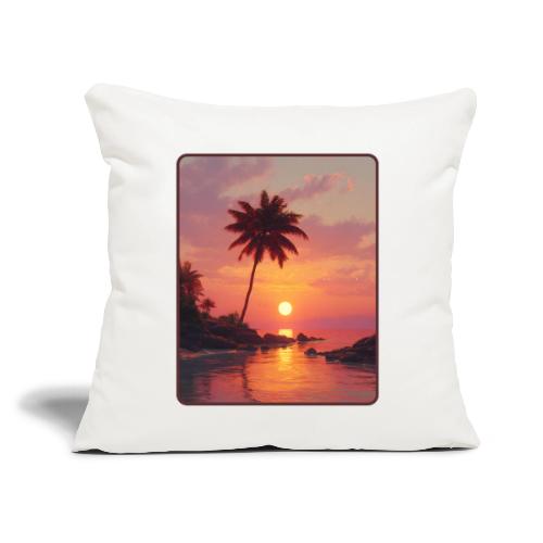 Tropical Beach Sunset Palm Design - Throw Pillow Cover 17.5” x 17.5”