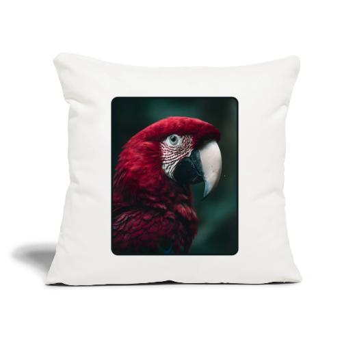 Red Green Macaw Bird Portrait Design - Throw Pillow Cover 17.5” x 17.5”