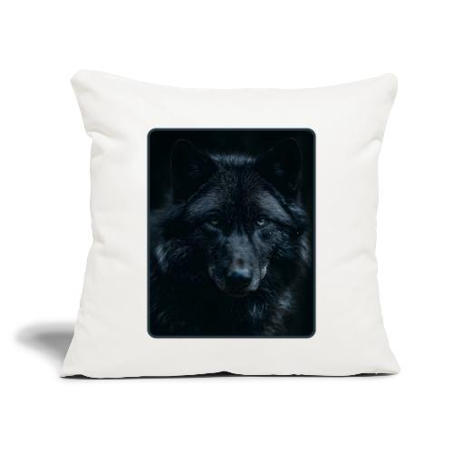 Black Wolf Intense Eyes Portrait Design - Throw Pillow Cover 17.5” x 17.5”