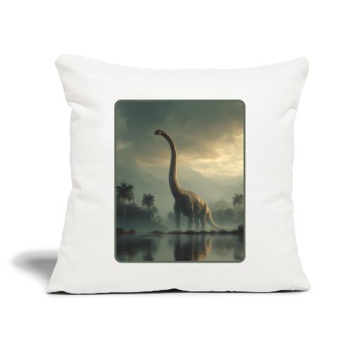 Brachiosaurus Misty Lake Design - Throw Pillow Cover 17.5” x 17.5”