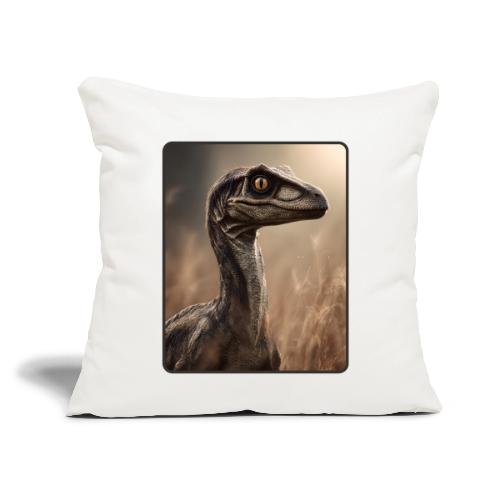 Velociraptor Feathered Portrait Design - Throw Pillow Cover 17.5” x 17.5”