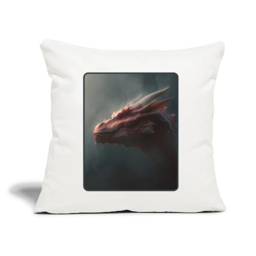 Red Dragon Fog Portrait Design - Throw Pillow Cover 17.5” x 17.5”