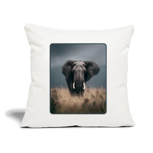 Majestic African Elephant Portrait Design - Throw Pillow Cover 17.5” x 17.5”