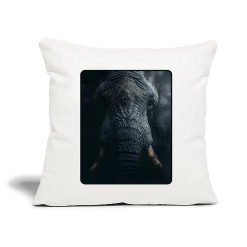 Shadow Elephant Intense Eyes Design - Throw Pillow Cover 17.5” x 17.5”