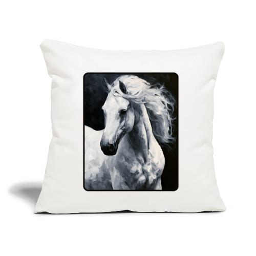 White Horse Oil Painting Design - Throw Pillow Cover 17.5” x 17.5”