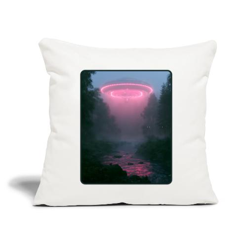 Neon UFO Forest River Design - Throw Pillow Cover 17.5” x 17.5”