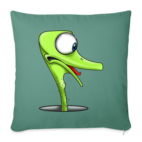 Funny Green Ostrich - Throw Pillow Cover 17.5” x 17.5”