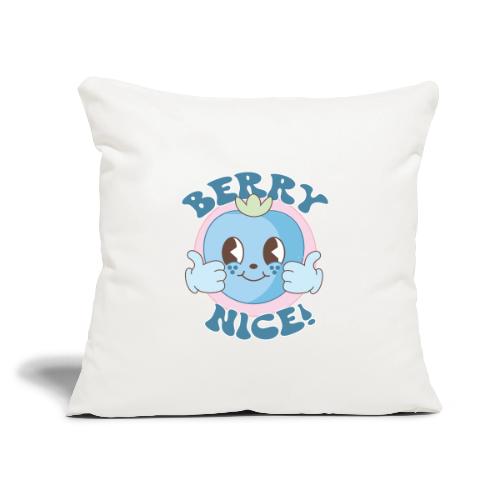 Berry Nice! Cute Blueberry Thumbs Up - Throw Pillow Cover 17.5” x 17.5”
