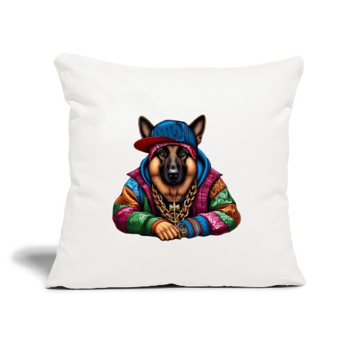 German Shepherd The Rapper Drawing - Throw Pillow Cover 17.5” x 17.5”