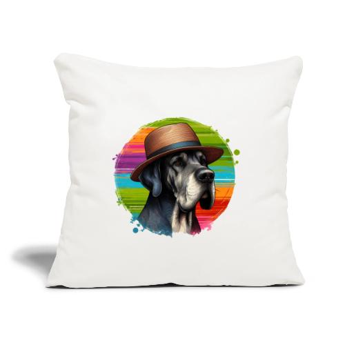 Great Dane Wearing a Hat Art - Throw Pillow Cover 17.5” x 17.5”