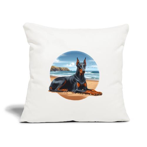 Doberman On The Beach - Throw Pillow Cover 17.5” x 17.5”