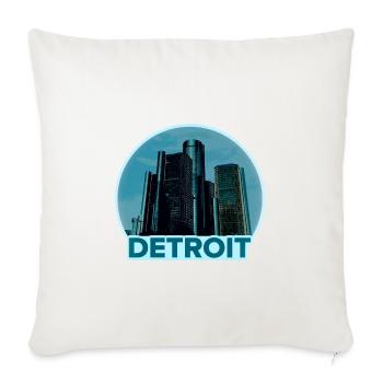 Detroit Michigan Skyline - Throw Pillow Cover 17.5” x 17.5” - natural white - Front