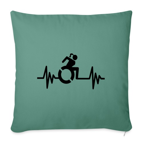 Wheelchair girl with a heartbeat. frequency # - Throw Pillow Cover 17.5” x 17.5”