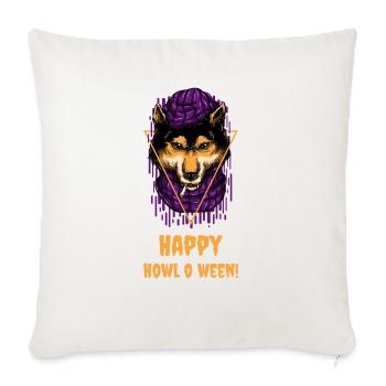 Happy Howl O Ween! Cool Wolf - Throw Pillow Cover 17.5” x 17.5” - natural white - Front