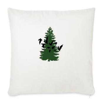 Pine tree & birds - Throw Pillow Cover 17.5” x 17.5” - natural white - Front