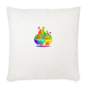 Pixelated Paradise on a Floating Island - Throw Pillow Cover 17.5” x 17.5” - natural white - Front