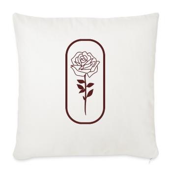 Red rose - Throw Pillow Cover 17.5” x 17.5” - natural white - Front