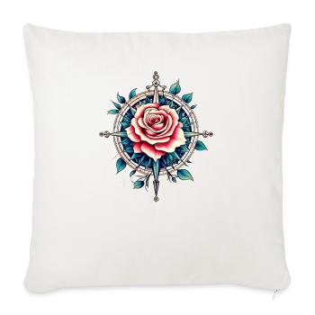 Rose Compass Tattoo Collection Graphic design - Throw Pillow Cover 17.5” x 17.5” - natural white - Front